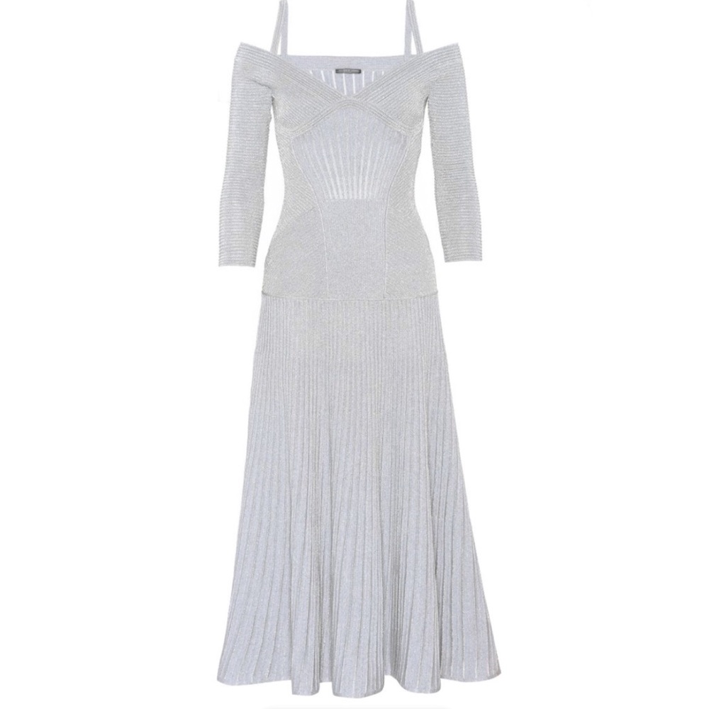 Alexander McQueen metallic cold shoulder dress